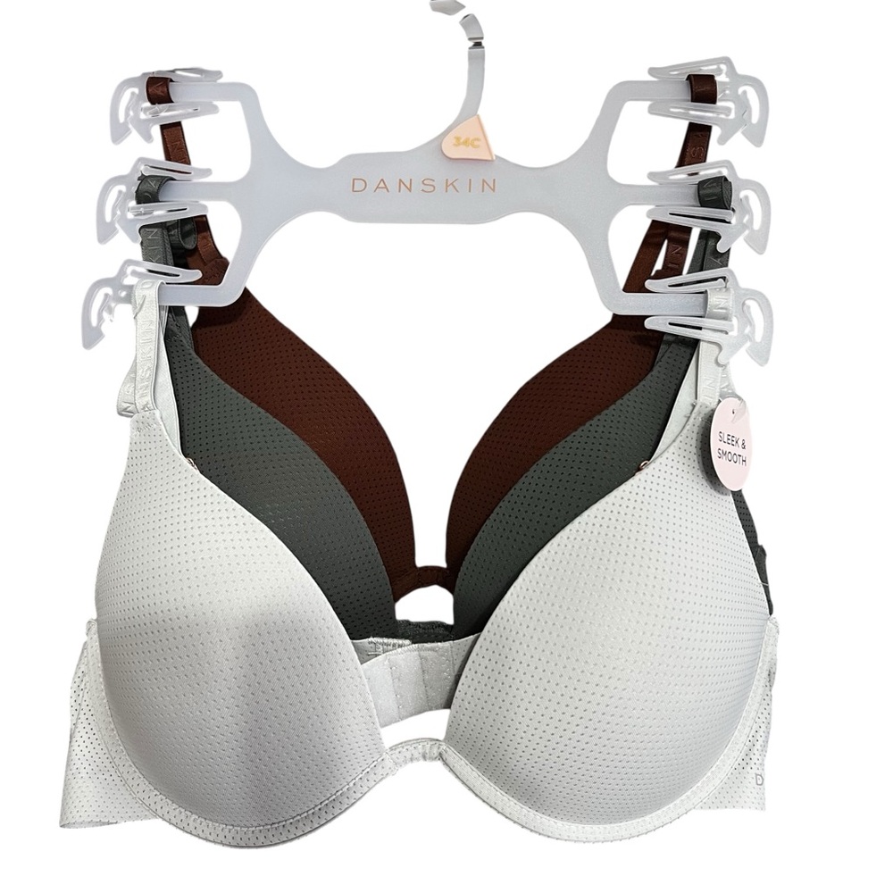 DANSKIN Women’s T-Shirt Bras Sz 34C Multi Colors Underwire Adj Straps MSRP $64
